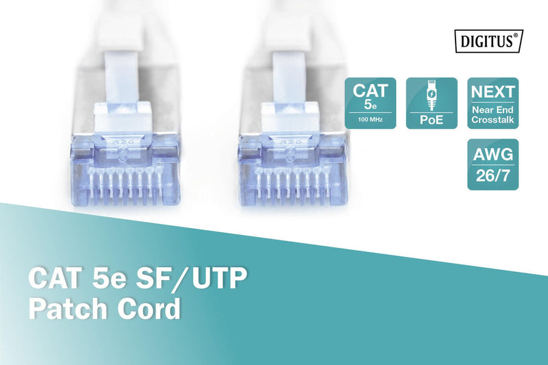 DIGITUS Patch-Kabel RJ-45 (M) zu RJ-45 (M) 10m Kupfer SF/UTP Cat 5e grau (DK-1531-100)