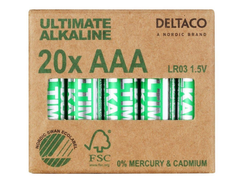 Deltaco Ultimate battery - Nordic Swan ecolabelled - 20 x AAA / LR03 - Alkaline