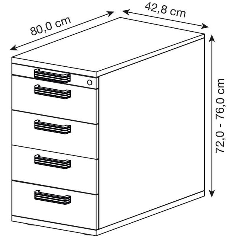 HAMMERBACHER Haziender Standcontainer eiche 5 Auszüge