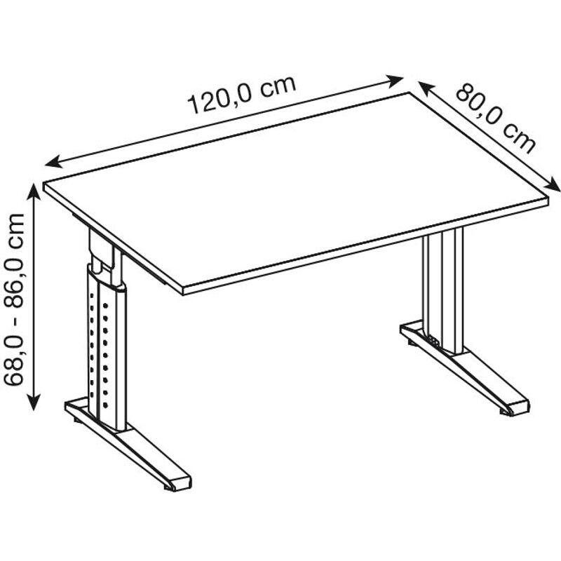 HAMMERBACHER höhenverstellbarer Schreibtisch VUS12/5/S lichtgrau