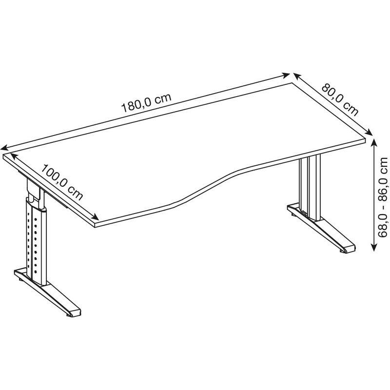 HAMMERBACHER VUS18/5/S höhenverstellbarer Schreibtisch 68 - 86 cm lichtgrau / silber