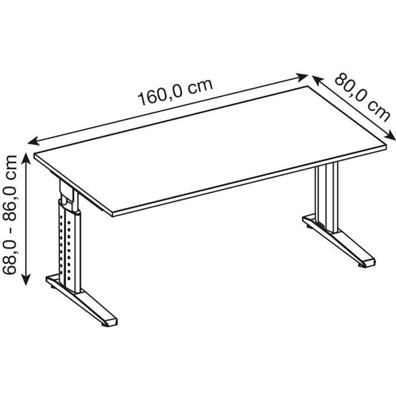 HAMMERBACHER höhenverstellbarer Schreibtisch VUS16/5/S lichtgrau