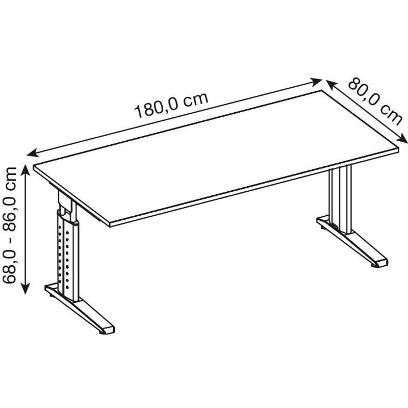 HAMMERBACHER höhenverstellbarer Schreibtisch VUS19/W/W weiß