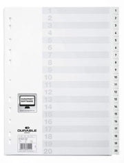 DURABLE Ordnerregister geprägt mit Deckblatt DIN A4 - 20-tlg