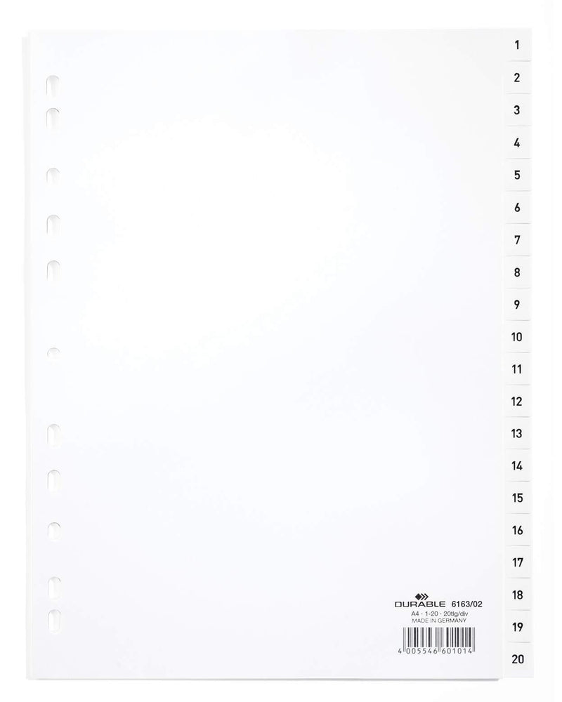 DURABLE Ordnerregister geprägt mit Deckblatt DIN A4 - 20-tlg