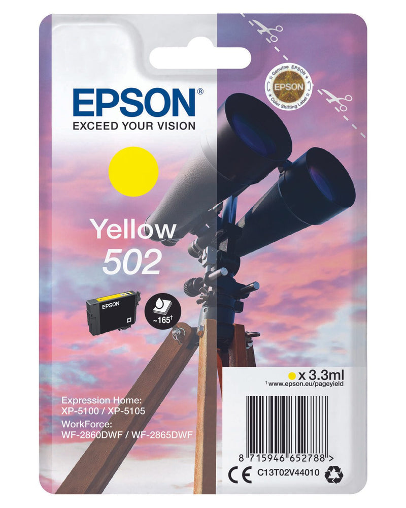 Epson Original 502 Fernglas Druckerpatrone - gelb (C13T02V44010)