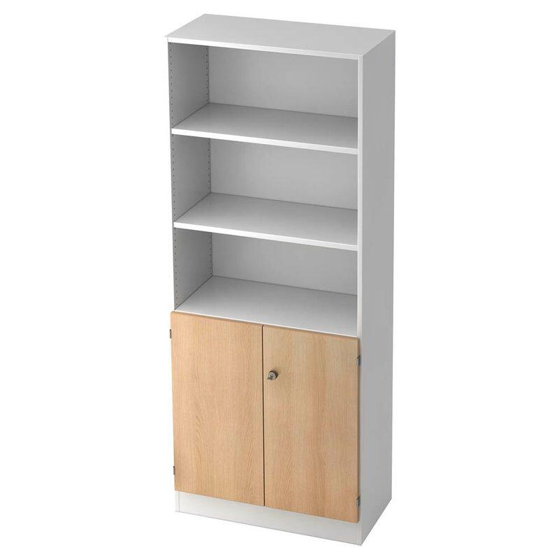 HAMMERBACHER Regalschrank V6770, V6770/W/E/SG weiß, eiche