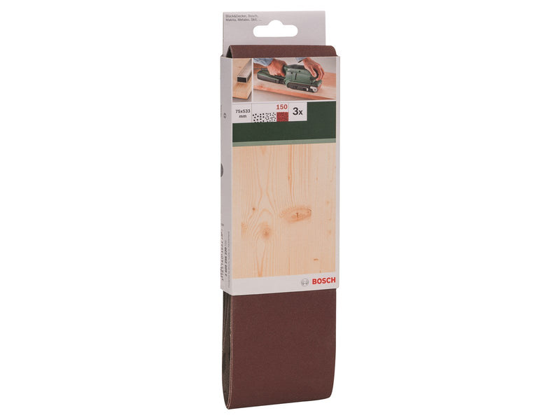 SLIBEBÅND 75X533MM K150 R:W U/HUL 3STK