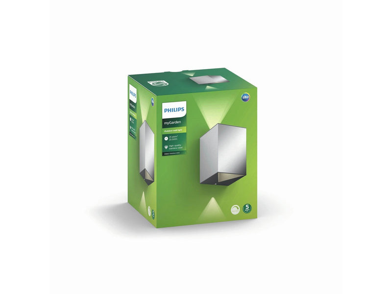 Philips Cistus wall lantern inox 2x4.5w selv