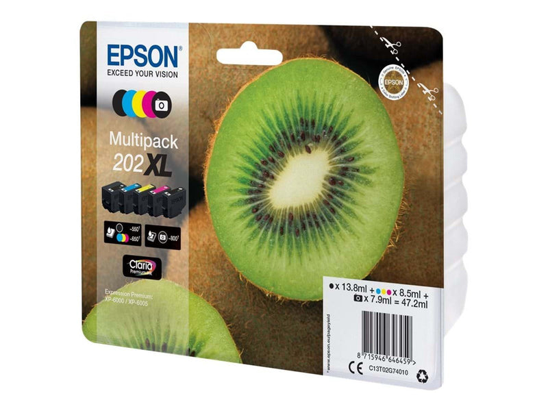 Epson 202XL Multipack - 5 pakker - XL - sort gul cyan magenta foto-sort - original - blækpatron - Tintenpatrone Cyan
