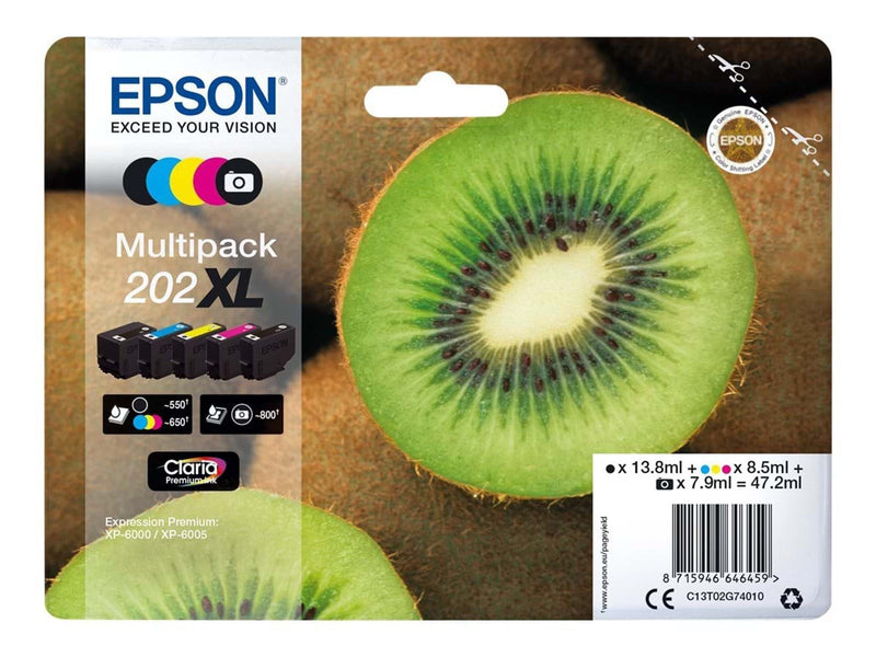 Epson 202XL Multipack - 5 pakker - XL - sort gul cyan magenta foto-sort - original - blækpatron - Tintenpatrone Cyan