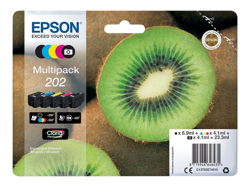 Epson 202 Multipack - 5 pakker - sort gul cyan magenta foto-sort - original - blækpatron - Tintenpatrone Cyan