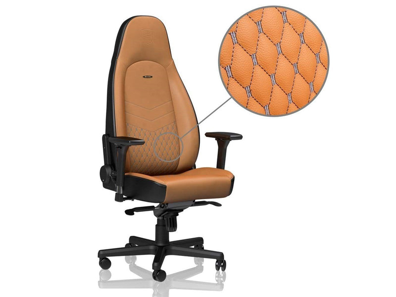 noblechairs ICON Series Real Leather - Cognac / Black Gaming Stuhl - Braun / Schwarz - Leder - Bis zu 150 kg