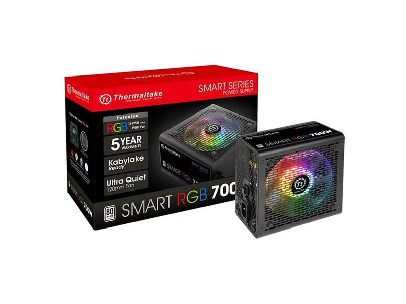 Thermaltake Smart RGB 700W Netzteile - 700 Watt - 120 mm - ATX - 80 Plus White (bis zu 80% effektiv)