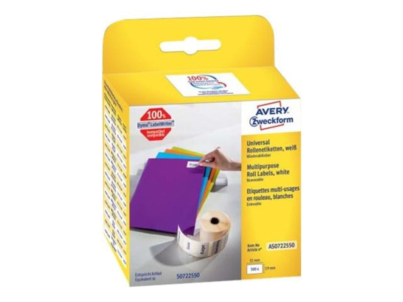 Avery Removable Roll Labels white 19x51mm 500 Labels