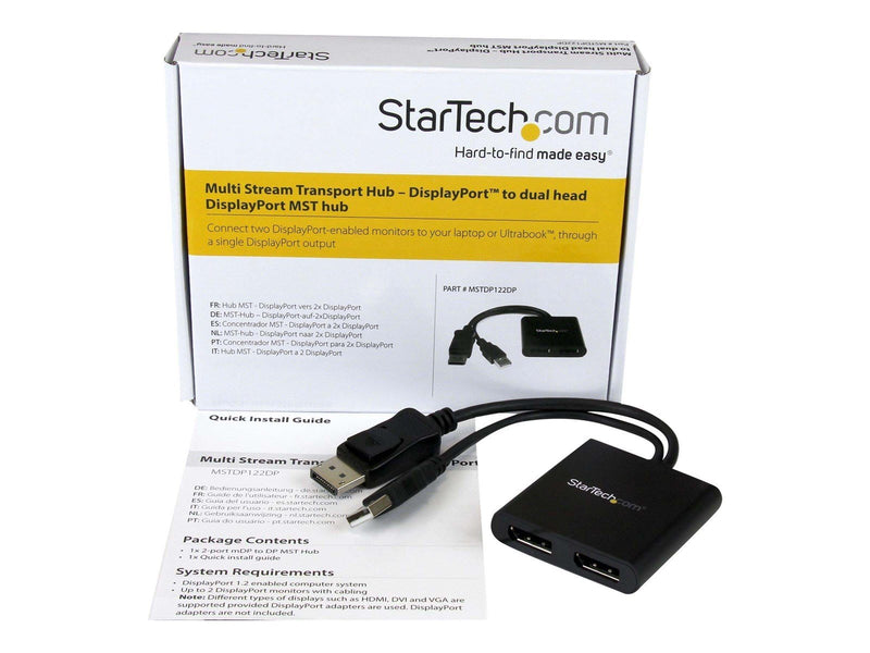 StarTech.com DisplayPort to DP Multi Monitor Splitter - 2-Port MST Hub - videosplitter - 2 porte