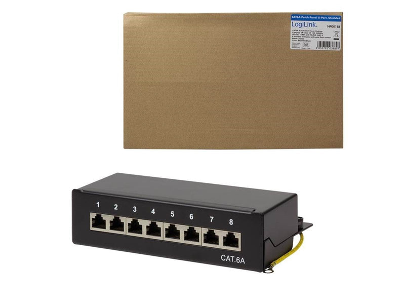 LogiLink NP0018B Cat.6A Patch Panel 8 ports shielded Desktop black