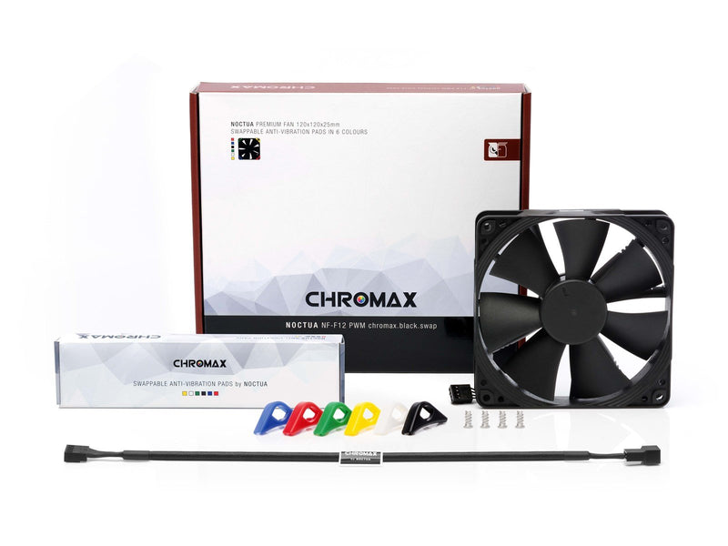 Noctua NF-F12 PWM chromax.black.swap - Gehäuselüfter - 120mm - Schwarz - 22 dBA