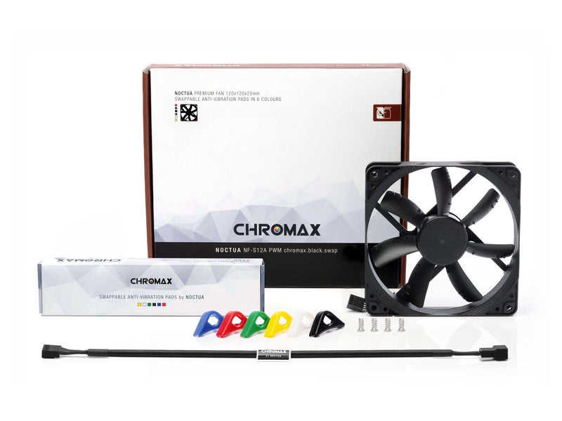 Noctua NF-S12A PWM chromax.black.swap - Gehäuselüfter - 120mm - Schwarz - 17 dBA