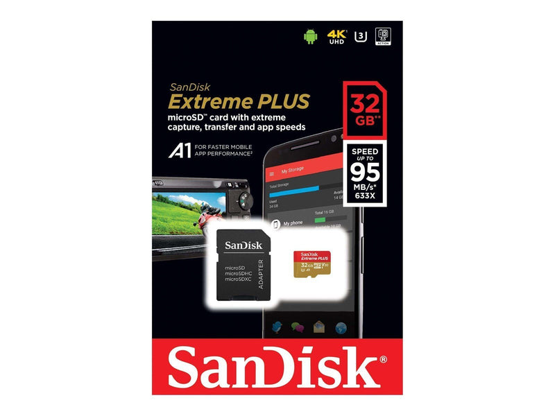 SanDisk Extreme MicroSD/SD-card - 95/90MB - 32GB