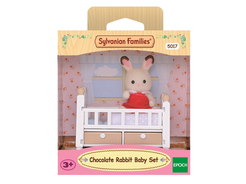 Sylvanian Families Chocolate Rabbit Baby with Baby Bed
