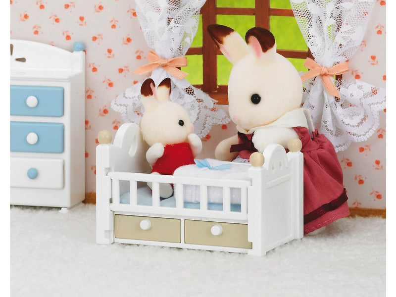 Sylvanian Families Chocolate Rabbit Baby with Baby Bed