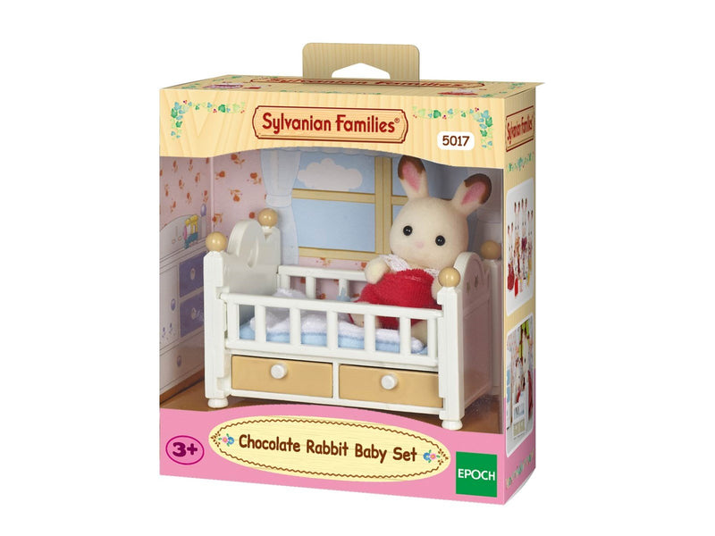 Sylvanian Families Chocolate Rabbit Baby with Baby Bed