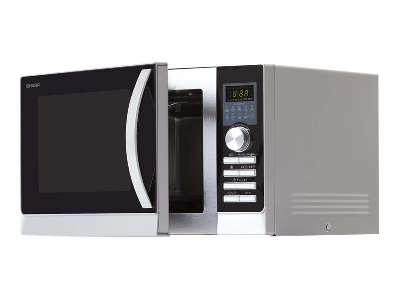 Sharp R-843INW - mikrobølgeovn med varmeledning og grill - fritstående - sølv