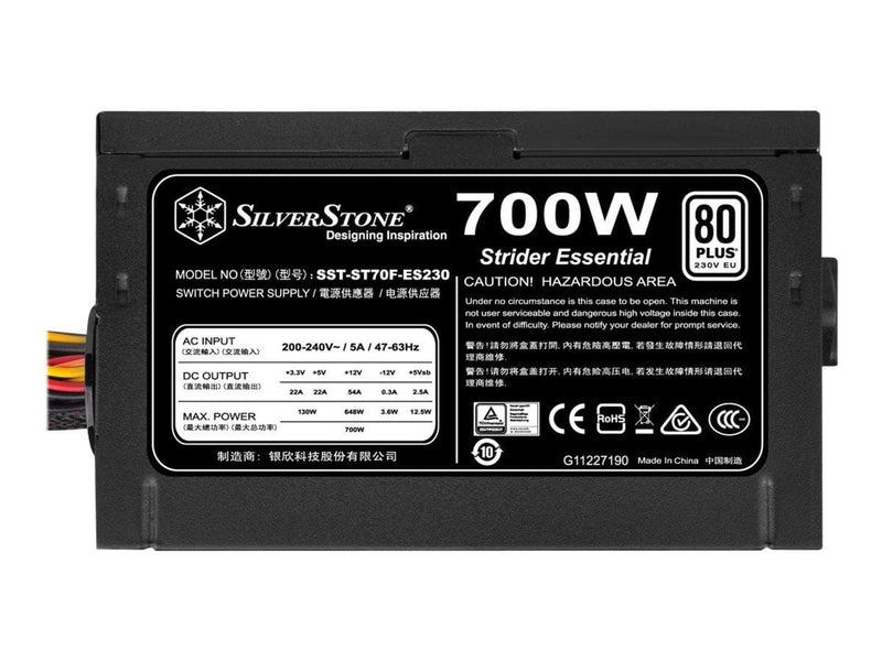 SilverStone Strider Essential Series ST70F-ES230 Netzteile - 700 Watt - 120 mm - ATX - 80 Plus White (bis zu 80% effektiv)
