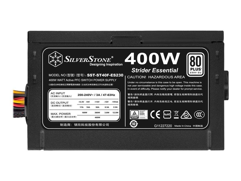 SilverStone Strider Essential Series ST40F-ES230 Netzteile - 400 Watt - 120 mm - ATX - 80 Plus White (bis zu 80% effektiv)