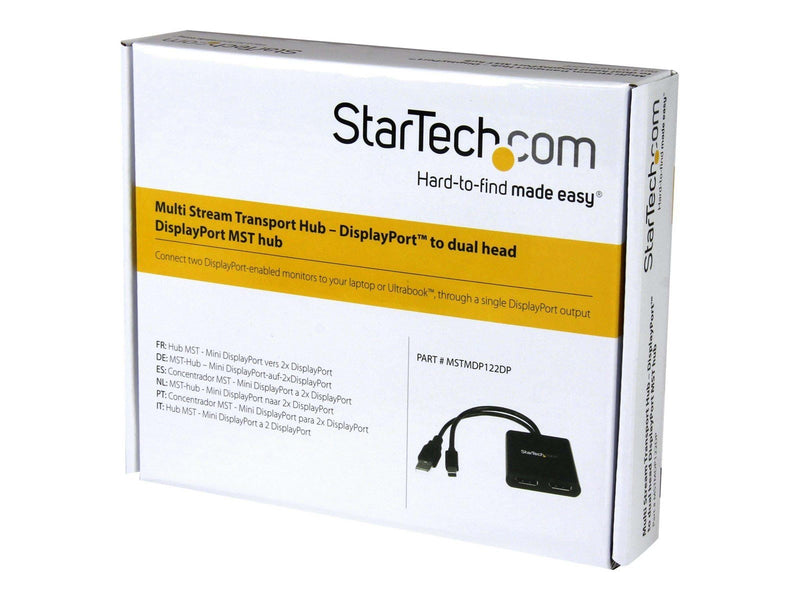 StarTech.com Mini DisplayPort to DP Multi Monitor Splitter - 2-Port MST Hub - videosplitter - 2 porte