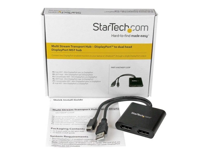 StarTech.com Mini DisplayPort to DP Multi Monitor Splitter - 2-Port MST Hub - videosplitter - 2 porte