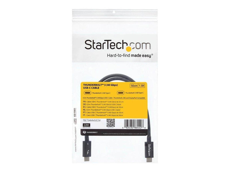 StarTech.com Thunderbolt 3 (20Gbps) USB C Cable - Black - 2m