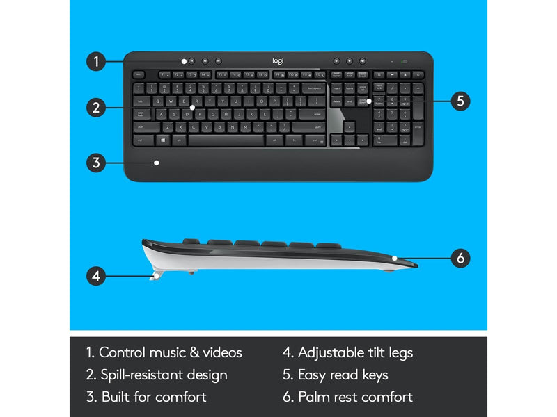 Logitech MK540 Advanded Wireless Combo - US - Tastatur & Maus Set - Englisch - US - Schwarz