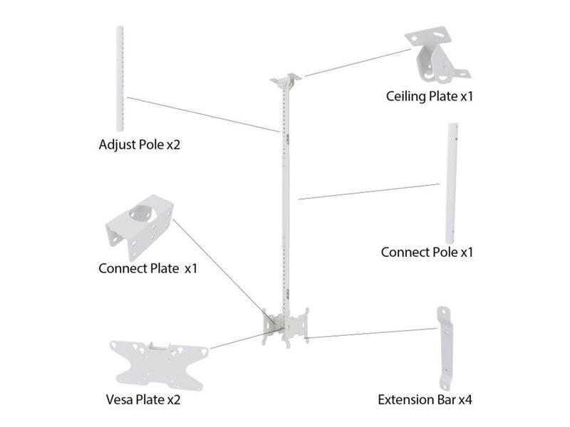 Multibrackets M Public Ceilingmount Small Back to Back White 1500