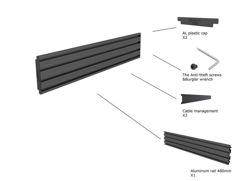 Multibrackets M Pro Series - Single Screen Rail 48cm Black 30 kg