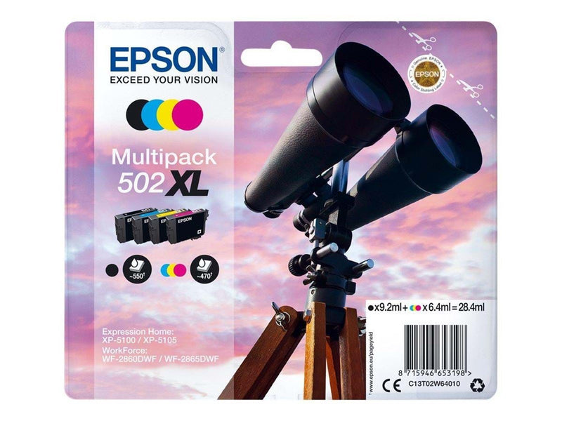 Epson 502XL Multipack - 4 pakker - høj kapacitet - sort gul cyan magenta - original - blækpatron - Tintenpatrone Cyan
