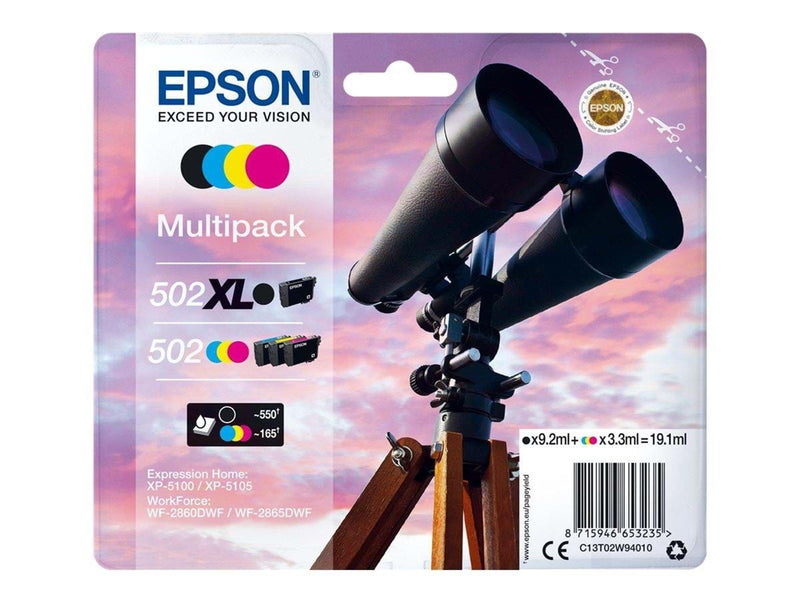 Epson 502/502XL Multipack - 4 pakker - sort gul cyan magenta - original - blækpatron - Tintenpatrone Cyan