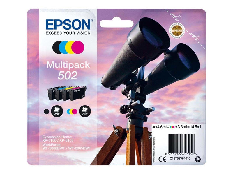 Epson 502 Multipack - 4 pakker - sort gul cyan magenta - original - blækpatron - Tintenpatrone Schwarz