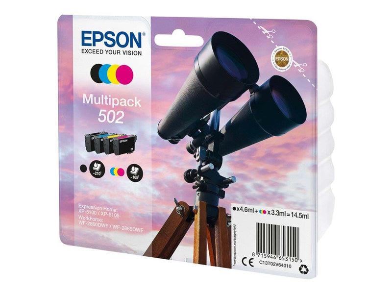 Epson 502 Multipack - 4 pakker - sort gul cyan magenta - original - blækpatron - Tintenpatrone Schwarz