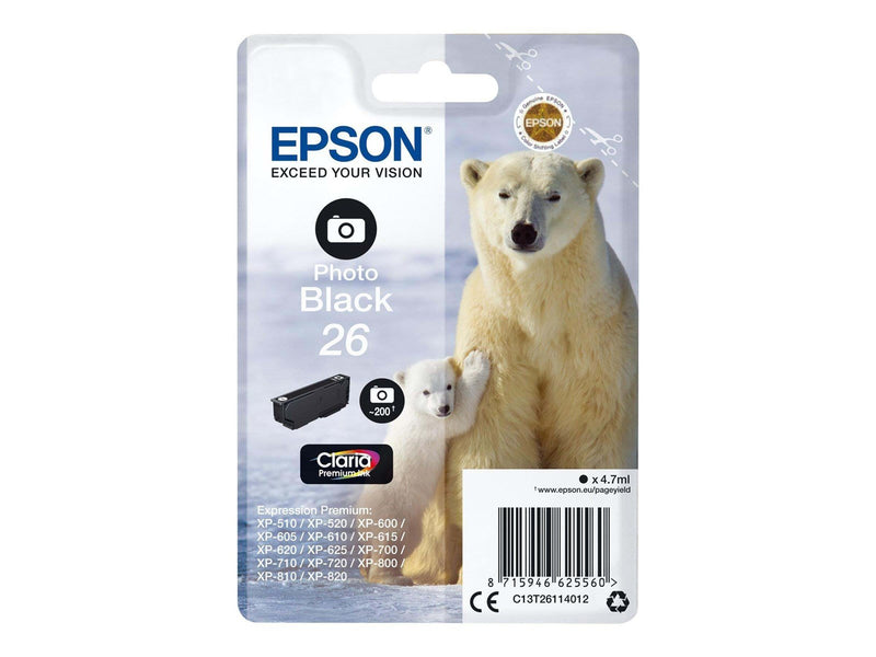 Epson 26 - foto-sort - original - blækpatron - Tintenpatrone Foto Schwarz