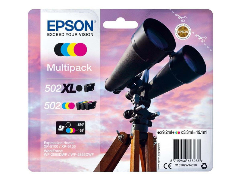 Epson 502XL Multipack - 4 pakker - høj kapacitet - sort gul cyan magenta - original - blækpatron - Tintenpatrone Cyan