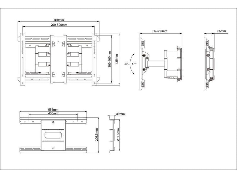 Multibrackets M Universal Flexarm Pro 125kg Super Duty 125 kg 110" From 200 x 100 mm