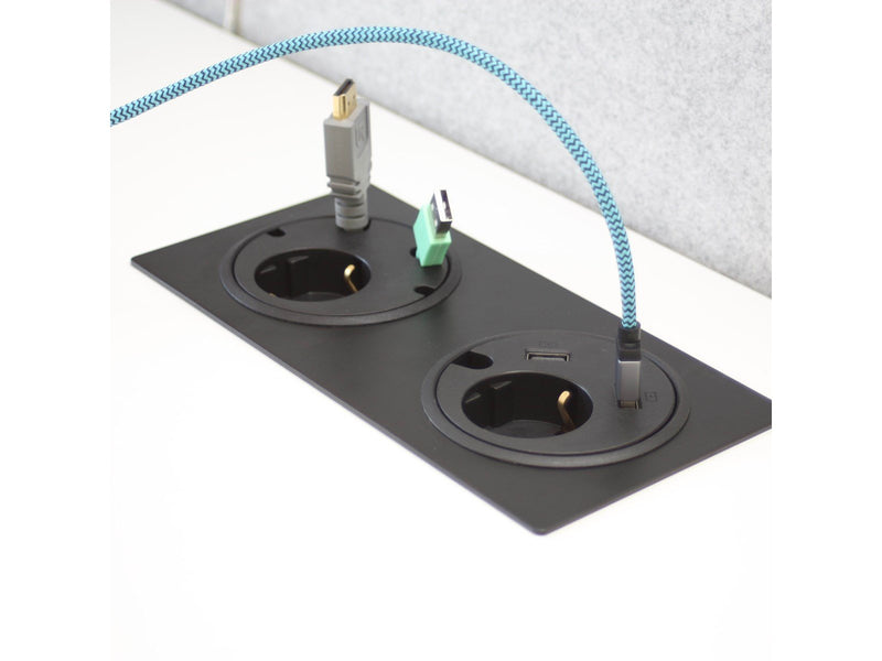 Forming Function Powerdot 11 | 1 socket type F | 4 cable grommet | adjustable height | black (Previous PartID 935-PD11)