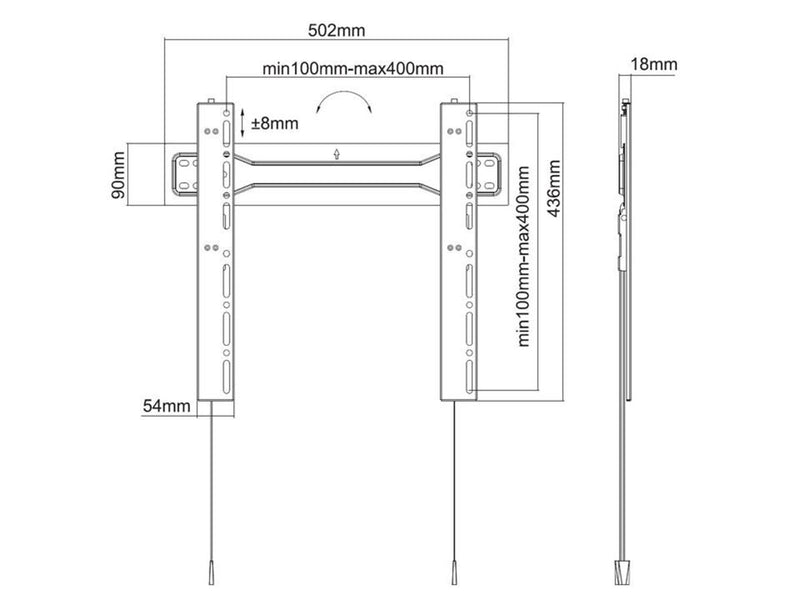 Multibrackets M VESA Wallmount Super Slim Fixed 400 MAX 35 kg 55" 100 x 100 mm