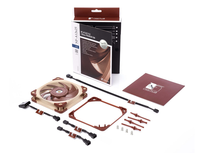 Noctua NF-A12x25 FLX - Gehäuselüfter - 120mm - Braun - 22 dBA