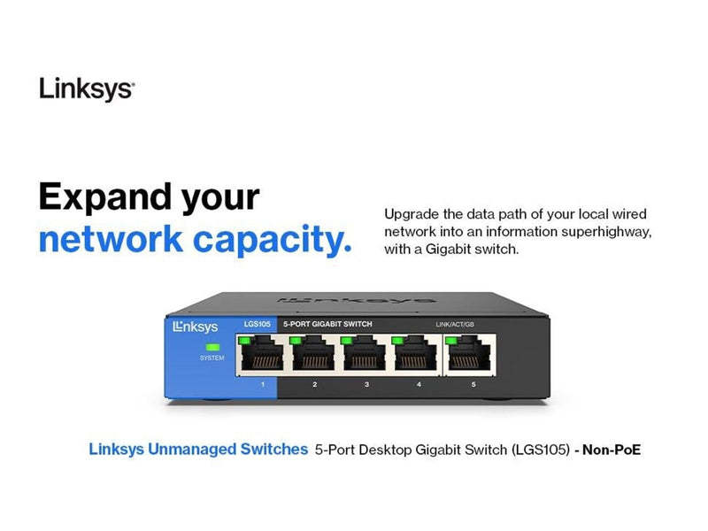 Linksys LGS105 5-Port Business Desktop Gigabit Switch