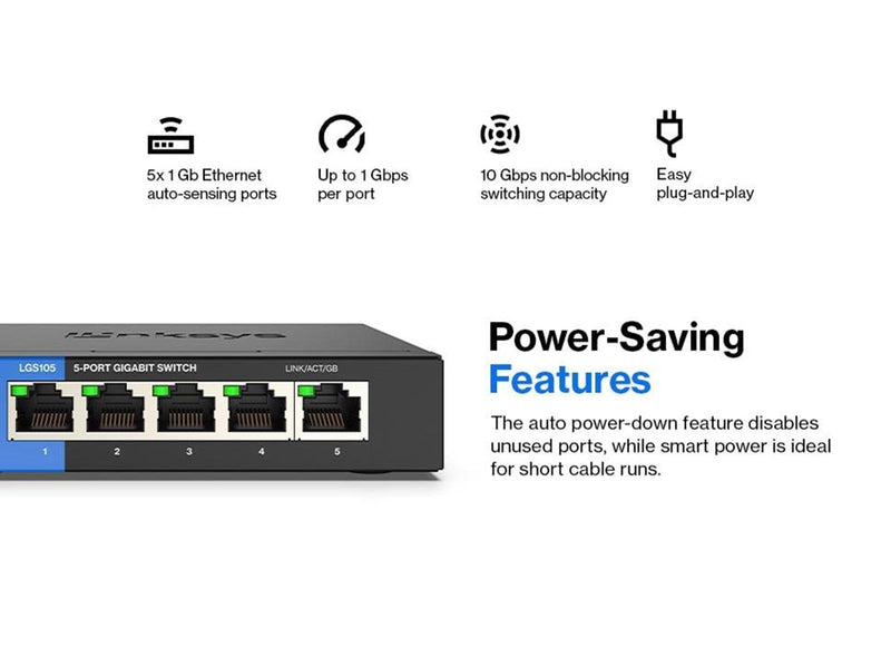 Linksys LGS105 5-Port Business Desktop Gigabit Switch