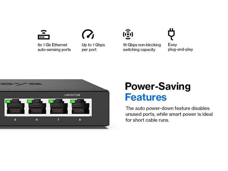 Linksys LGS108 8-Port Business Desktop Gigabit Switch