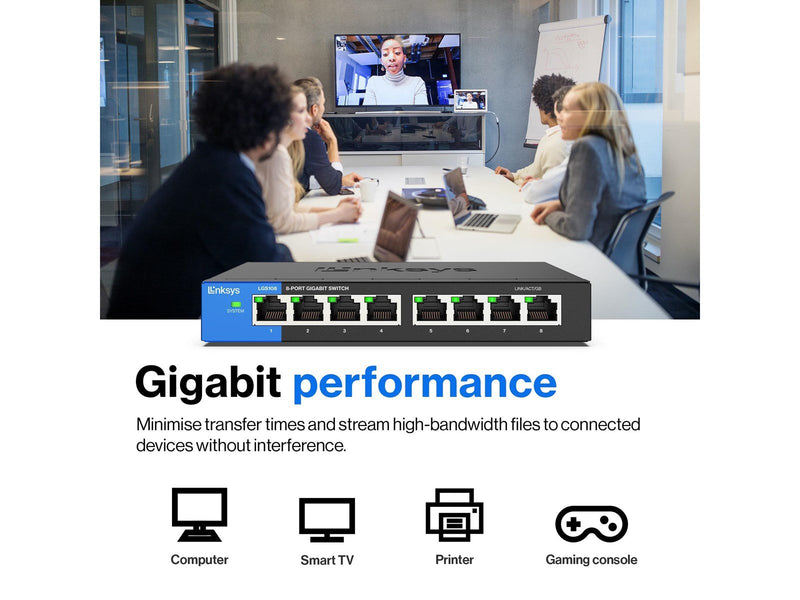 Linksys LGS108 8-Port Business Desktop Gigabit Switch